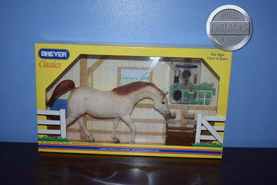 Fleabitten Grey Arabian with Grooming Kit-Sagr Mold-Breyer Classic