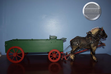 Pair of Dapple Grey Standing Drafters with Green Wagon-Harness Included-Peter Stone Drafters