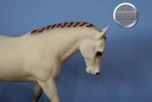 HTF Fleabitten Grey Red Ribbons "Small World" Exclusive-Cantering Welsh Pony Mold-Breyer Traditional