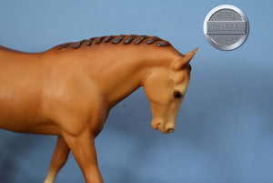 "Small World" Red Dun Green/Blue Metallic Ribbons-Cantering Welsh Pony Mold-Breyer Traditional