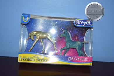Zoe and Zander-Unicorn Foals-New in Box-Breyer Classic