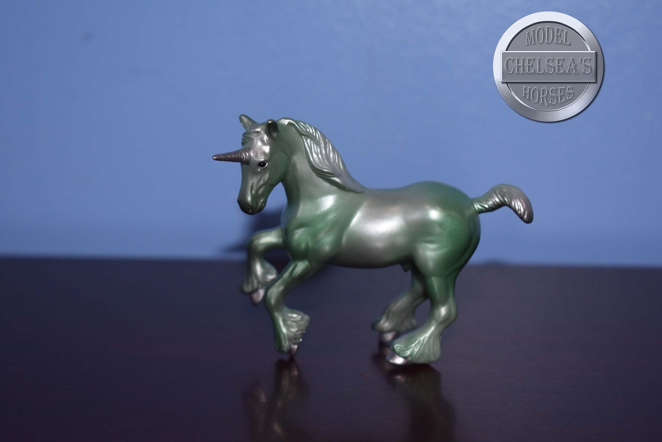 Green Unicorn from Blind Bag Set-Clydesdale Mold-Breyer Stablemate