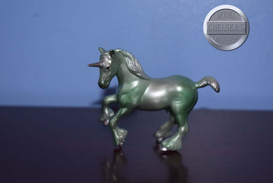 Green Unicorn from Blind Bag Set-Clydesdale Mold-Breyer Stablemate