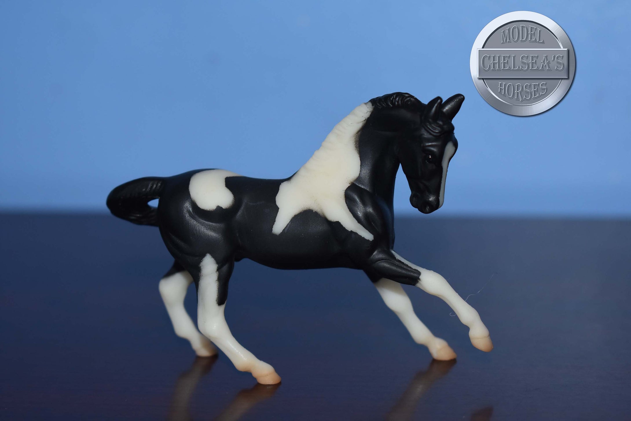 Black Pinto from Stablemates Display Shelf-Warmblood Mold-Breyer Stablemate