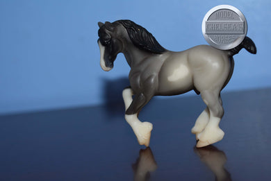 Blue Roan Sabino-JAH Exclusive-Cantering Clydesdale Mold-Breyer Stablemate