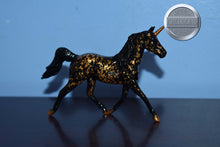 Load image into Gallery viewer, Gold/Black Filigree Chase Unicorn-Prince Charming Mold-Breyer Stablemate