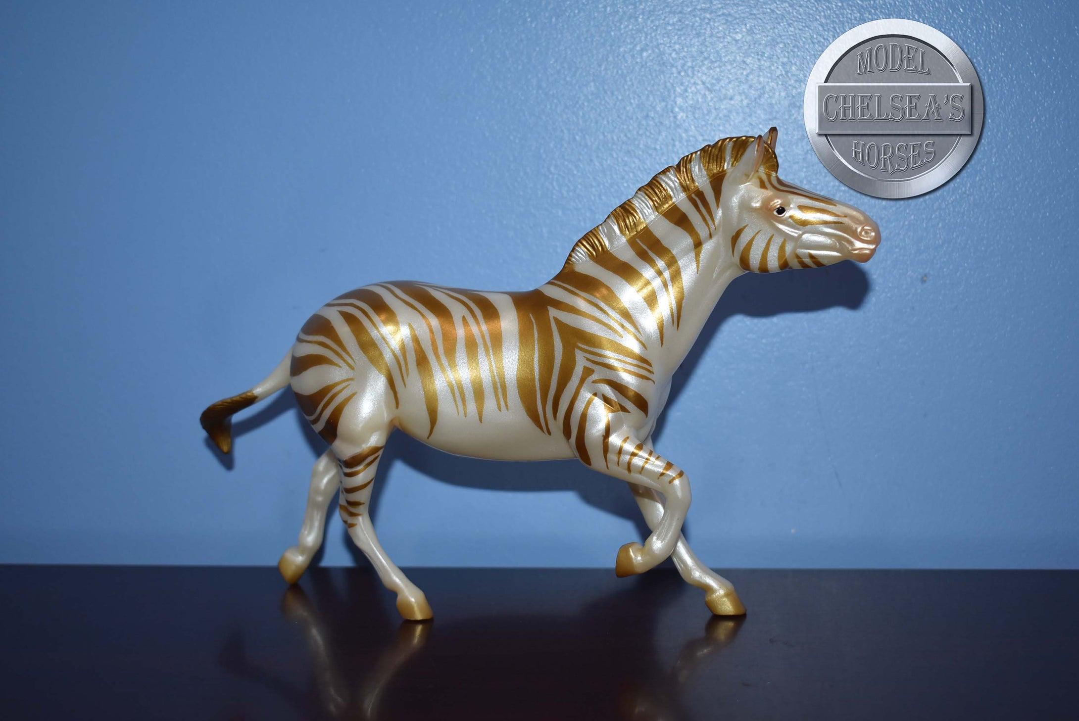 Gold Candy Cane Zebra-Holiday Exclusive-Zebra Mold-Breyer Traditional