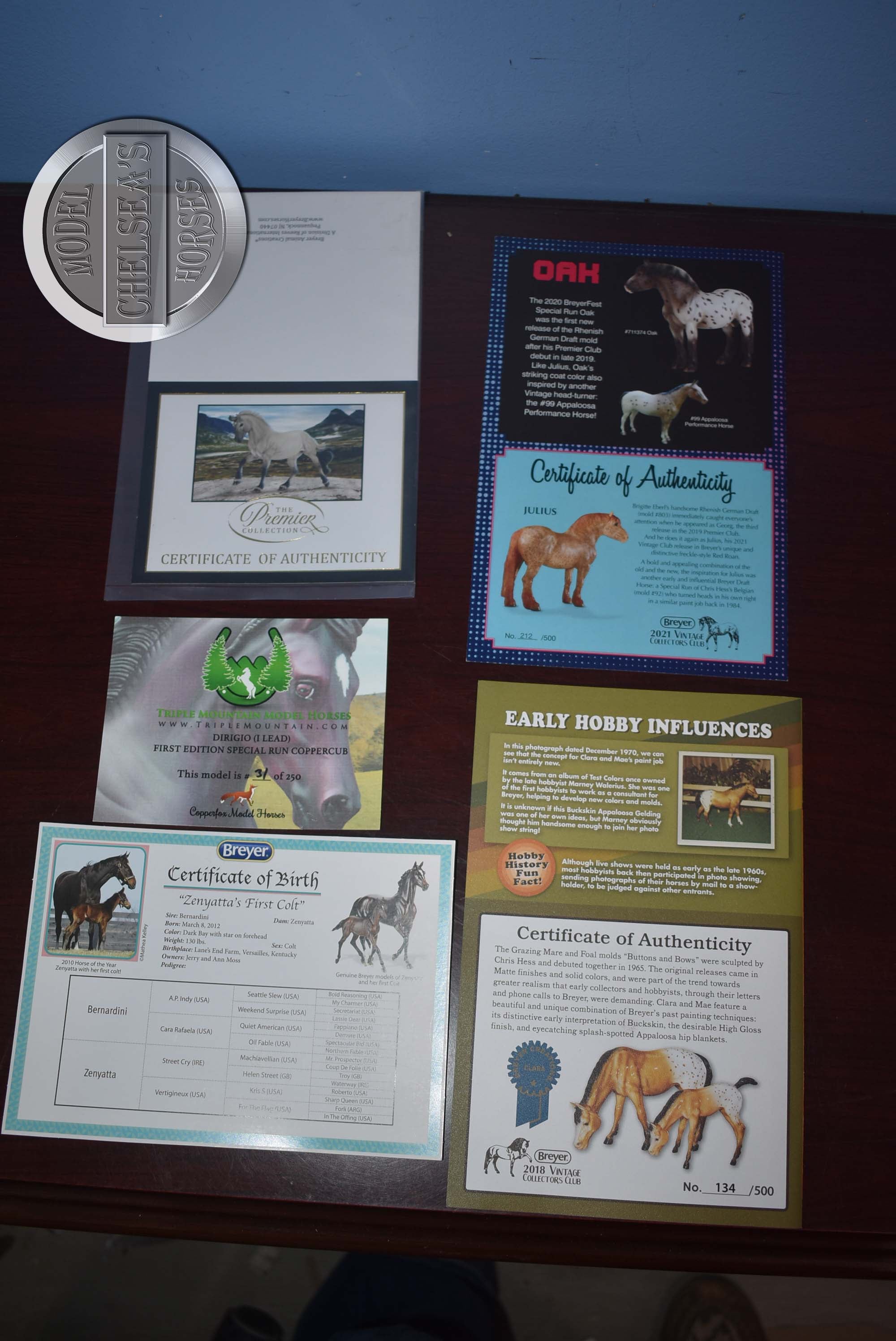 Lot of COA's-SELECT Your COA-Breyer Accessories
