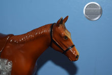 Load image into Gallery viewer, Chestnut Race Horse with Saddle-Vintage Race Horse Mold-Breyer Traditional
