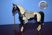 Load image into Gallery viewer, Black/White Pinto Western Pony with White Saddle-Western Pony Mold-Breyer Traditional