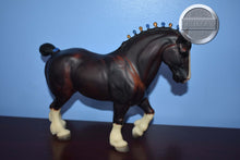 Load image into Gallery viewer, Dark Mahogany Bay with Blue Gold Bobs-Clydesdale Stallion Mold-Breyer Traditional