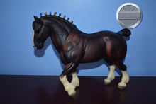 Load image into Gallery viewer, Dark Mahogany Bay with Blue Gold Bobs-Clydesdale Stallion Mold-Breyer Traditional