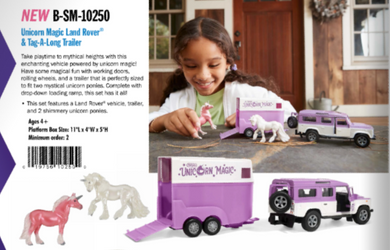 Unicorn Magic Land Rover and Tag-A-Long Trailer-2025 New Release-Breyer Stablemate
