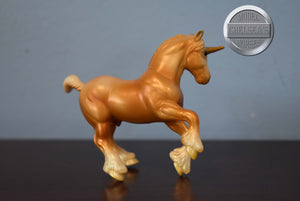 Peach/Yellow Unicorn from Mystery Foal Set-Clydesdale Mold-Breyer Stablemate