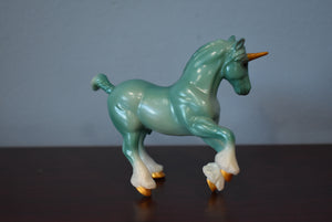 Unicorn Crazy Surprise Series 2 Blue/Green-Clyesdale Mold-Breyer Stablemate