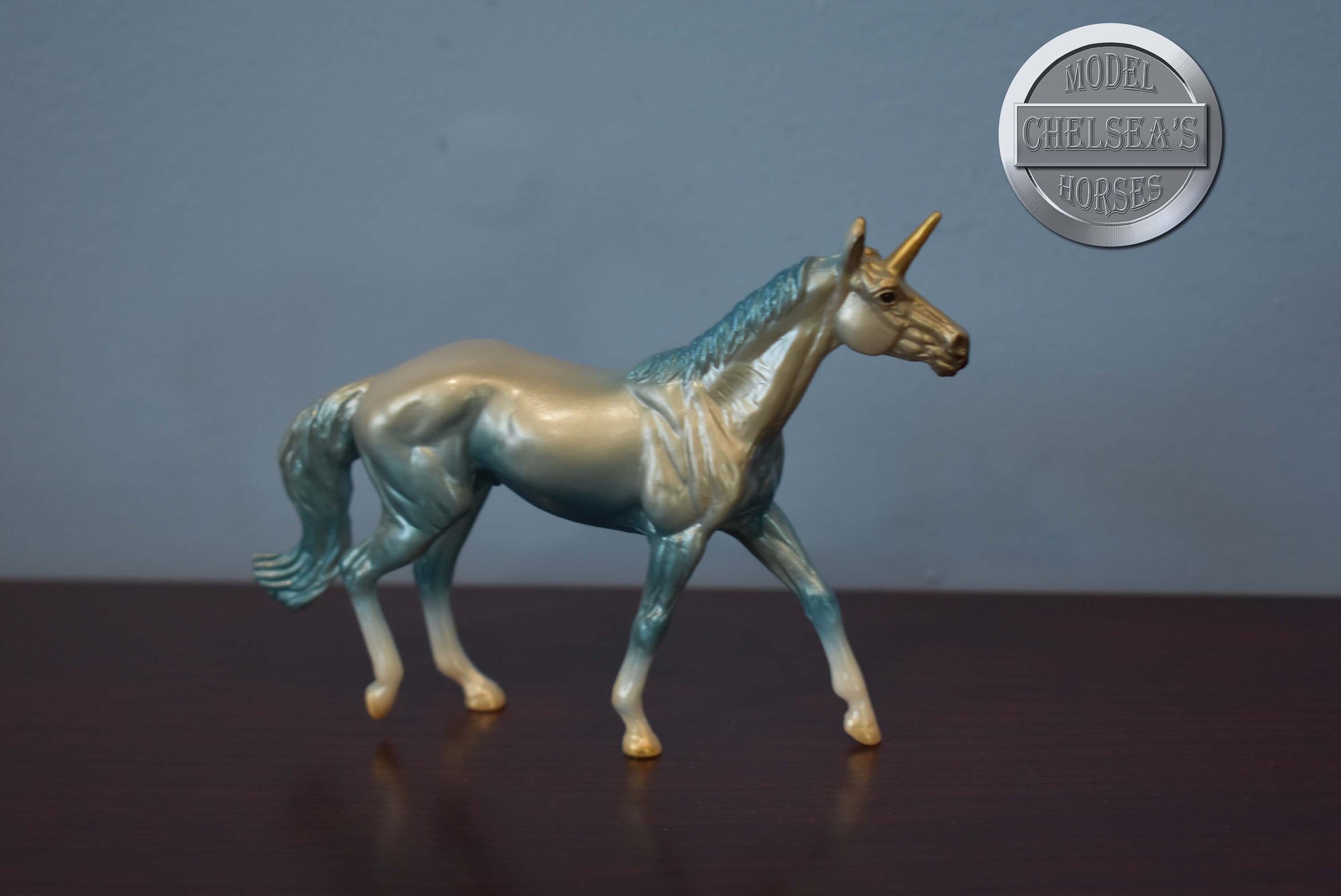 Blue Thoroughbred From Mystery Unicorn Surprise Series Two-Walking Thoroughbred Mold-Breyer Stablemate