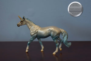 Blue Thoroughbred From Mystery Unicorn Surprise Series Two-Walking Thoroughbred Mold-Breyer Stablemate