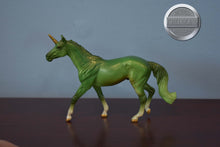 Load image into Gallery viewer, Green Thoroughbred From Unicorn Crazy Surprise Series Two-Walking Thoroughbred Mold-Walmart Exclusive-Breyer Stablemate