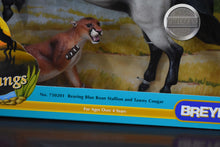 Load image into Gallery viewer, Rearing Blue Roan Stallion and Tawny Cougar-#750201-New in Box-Wild Mustangs-Breyer Classic
